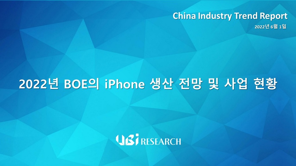 2022년 BOE의 iPhone 생산 전망 및 사업 현황