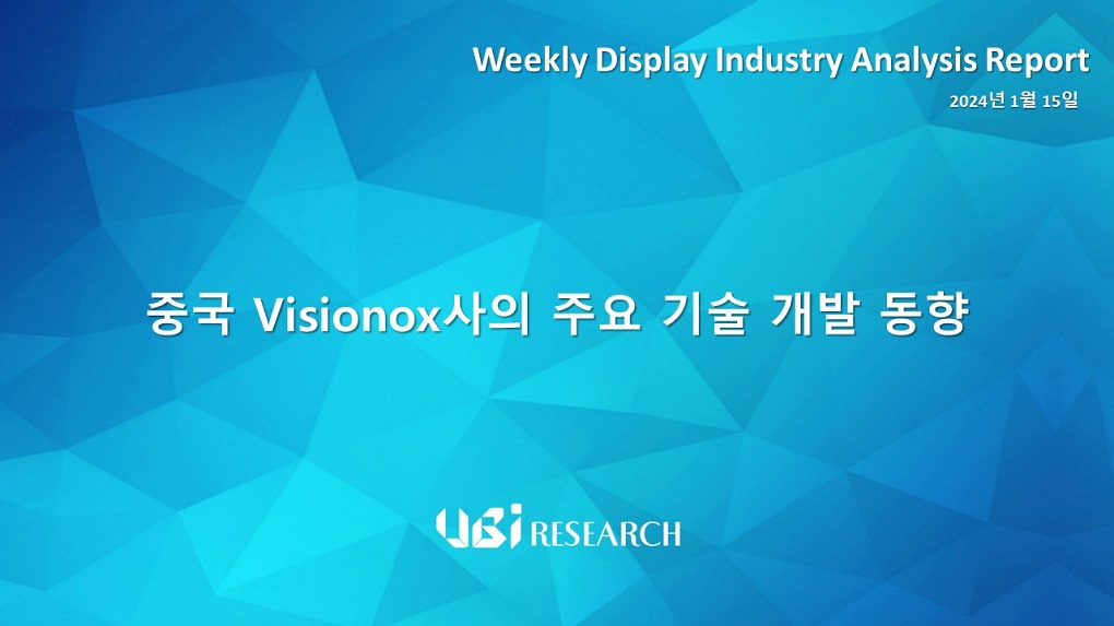 중국 Visionox사의 주요 기술 개발 동향